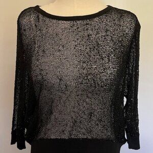 Sequined mesh knit top